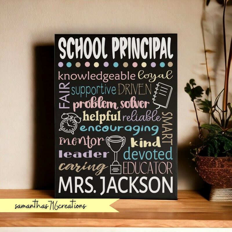 Personalized School Principal Office Sign Painted Canvas